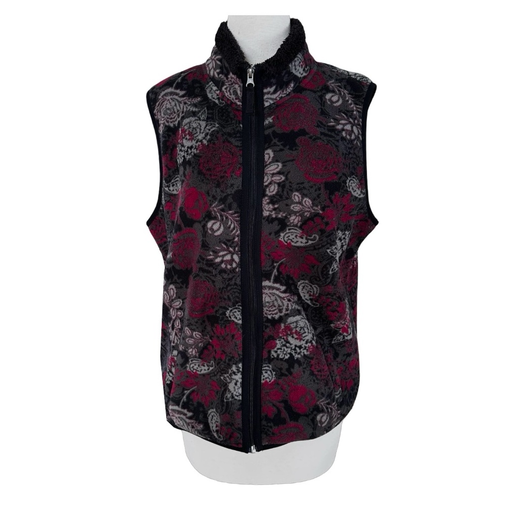 Croft & Barrow Womens Vest Size L Soft Fleece Mock Neck Full Zip